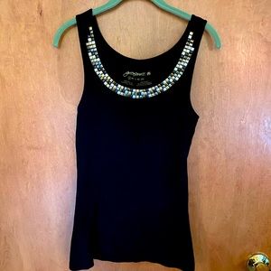 Black tank with embellished neckline size S